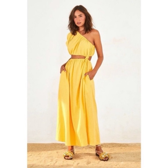 Farm Rio Yellow One-Shoulder Maxi Dress - Picture 2 of 4